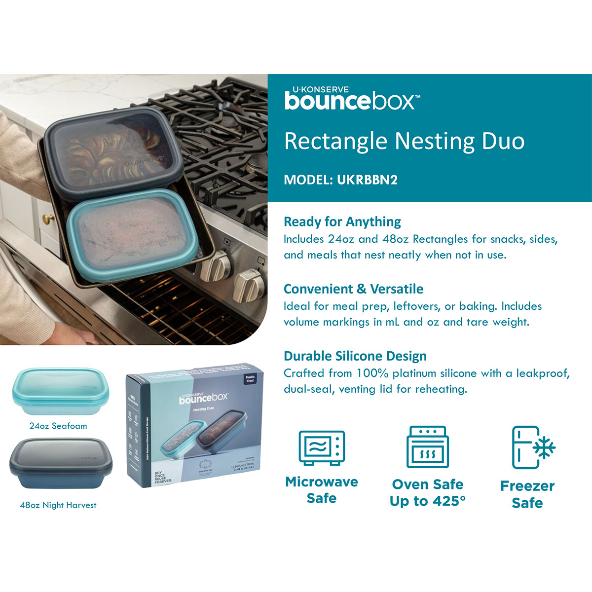 BounceBox Rectangle Food Containers | U-Konserve Europe
